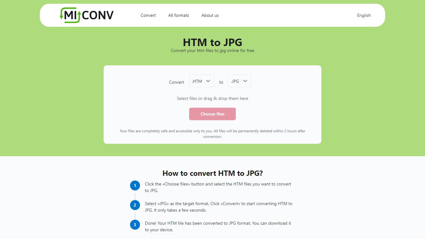 Convert HTM to JPG online - MiConv