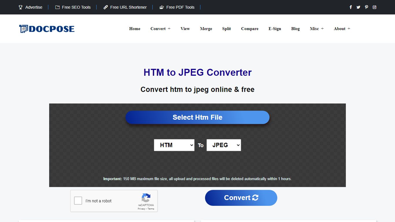 HTM to JPEG (Online & Free) — Convert HTM to JPEG - Docpose